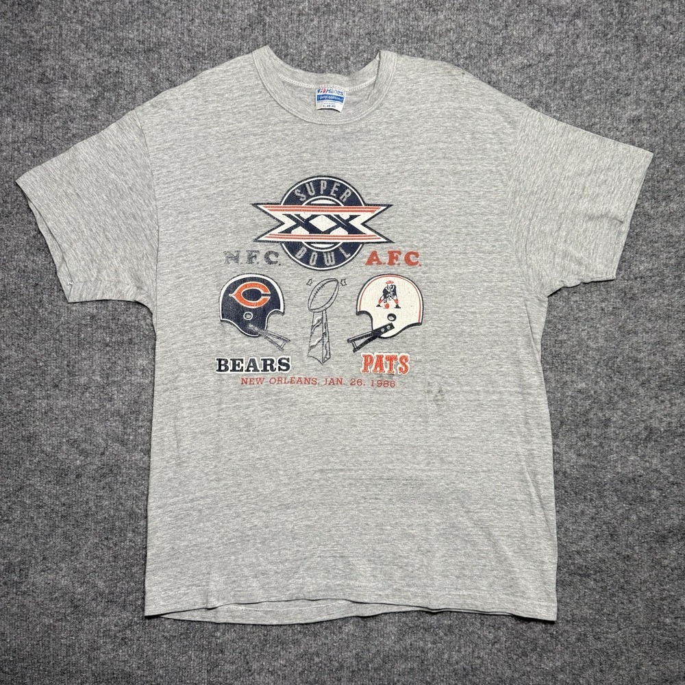 Vintage 1986 Chicago Bears Super Bowl XX 20 Champions Gray Shirt  NFL 80s SizeXL